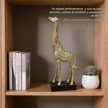 Decorative Resin Giraffe Figurine With Ornamental Details And Black Base, Elegant Sculpture For Living Room Or Bedroom Interior Decor, Dimensions 12.5x5x30.5 Cm - 1PC - View 1