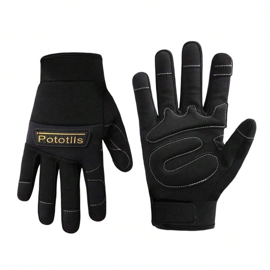 1 Pair Anti-Vibration Anti-Slip Mechanical Work Gloves, Durable And Flexible, Suitable For Cycling, Gardening, Construction And Car Repair