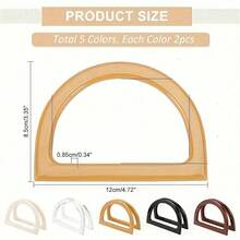 Bag Handle Replacement Accessories, 5 Colors, 2 Pieces Per Color, Multi-Color Multi-Function, Suitable For Handmade Beach Bags, Crochet Handbags, DIY Handbag Making, Bag Handles, Resin Handles - Multicolor - View 3