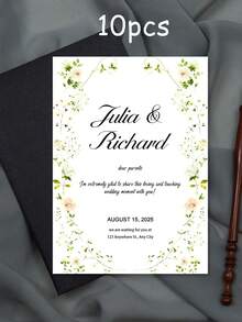 1/10/50pcs Customized Floral Wedding Invitations, Personalized Wedding Invitation Cards, White Envelope Packaging, Wedding Supplies - Multi-color-paper - View 17