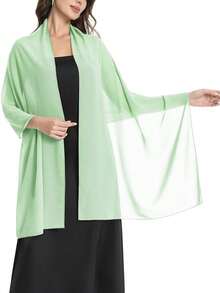 Chiffon Shawl Scarf For Bride Wedding Party Evening Dress, Malaysian Headscarf Shoulder Cover Up - Green - View 2