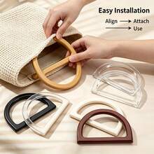 1/2/4 cái phụ kiện thay thế tay cầm túi, nhiều màu đa năng, phù hợp cho túi bãi biển handmade, túi xách móc len, tự làm túi xách, tay cầm túi, tay cầm nhựa resin - nhiều màu - Xem 3