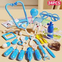 34/35/42/48/52pcs Kids Doctor Role Play Toy Set, Doctor Pretend Play Medical Kit With Realistic Stethoscope, Nurse Injection And Doctor Examination Medical Box, Educational Game Set, Christmas Gift Choice - Multicolor - View 7