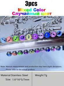 3/5/10pcs Random Color Glow-In-The-Dark Eye Tongue Piercing Rings, Fashionable Personalized Tongue Studs For Women Daily Wear - Multicolor - View 9