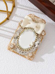 1pc Square Fabric Rhinestone Bow Brooch, Vintage Baroque Style, Suitable For Suit, Coat, Shirt Decoration, Can Be Used As Holiday Gift Accessory - classic - View 6