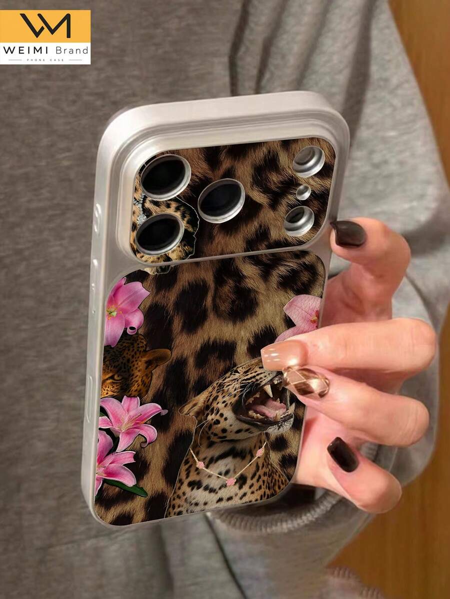 WeiMi 1pc Fashionable Retro Leopard Print Full Coverage Button Classic Anti-Drop Metal Paint Premium Texture Soft Pattern PU Leather Phone Case, Suitable As Birthday Gift, Holiday Gift For Friends, Family, Couples, Yourself, Compatible With IPhone 17/16/15/14/13/14/12/11 Series - Multicolor - View 1