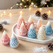 1pc 3D Christmas Tree Shaped Silicone Mold, Handmade Aromatherapy Candle Home Decor, Christmas Holiday DIY Craft Tool - White - View 6