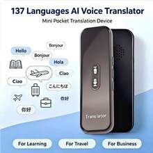 AI 語音翻譯筆 即時語言翻譯器 支援 137 種語言 雙向即時翻譯 迷你口袋翻譯機 學習、旅行、商務溝通、居家翻譯設備 - 黑色 - 查看 2