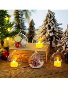 5pcs/Set Micro Landscape Bottle, Hanging Glass Vase, Transparent Round Glass Hanging Candle Holder, Suitable For Wedding Decoration, Holiday Decoration, Home Decor Pendant, Hanging Vase, DIY Gift, Hanging Bottle - Multiple Styles - View 7