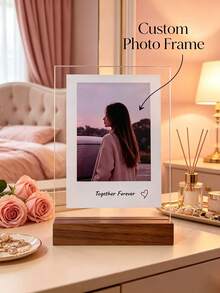 Custom Acrylic Photo Frame, Suitable For Anniversary, Birthday, Christmas, Vertical Rectangular Desktop Photo Frame, Vertical Display, Modern Minimalist Style, Office Desk Decoration, Multi-Purpose Photo Display, 2D Flat - Multicolor - View 3