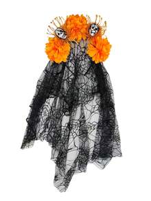 Halloween Skeleton Headband With Real Petal Silk Veil, Women's Headpiece For Halloween Party - Headpiece - View 10
