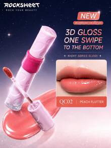 ROCK SWEET Debut Night Series Mirror Lip Gloss, Ringan & Berpigmen, Lapisan Bening Kristal, Hasil Akhir Cermin Kaca Tahan Lama - QC02 Jeruk Bali dan Persik - View 1