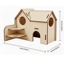 1 Set Double-Layer Slide Hamster & Guinea Pig Castle House, Selected Double-Layer Hamster House, Small Animal Habitat Decoration Cage Accessory, Universal Small Pet House Double-Layer Castle Shaped Cage Toy, Double-Layer Structure Design With Upper And Lower Activity Space, Fun Climbing Interaction, Guinea Pig Castle Shaped Multi-Pet Applicable Scene - A - View 12