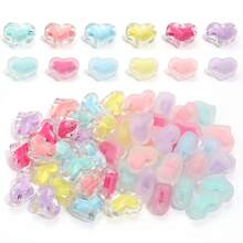 30pcs/Pack Acrylic Flat Heart Beads, Frosted Transparent Candy Color Beads, DIY Necklace Bracelet Beads Keychain Phone Pendant Beading Jewelry Making Accessories - Love - View 7