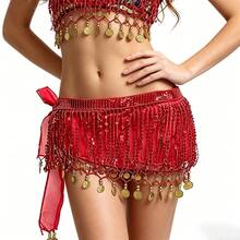 1pc Belly Dance Tassel Waist Chain - Bohemian Style Hip Scarf Skirt, Chiffon Mini Skirt With Shiny Waist Chain, Suitable For Carnival, Festival, Party, Nightclub And Beach Exotic Outfit - Multicolor - View 1