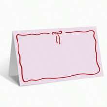 40pcs/20pcs/1pc Red Bow Wave Edge Table Cards, Blank Name Cards, Suitable For Table Decorations, Party Place Cards, And Wedding Cards For Occasions Such As Banquets, Weddings, Birthdays, Parties, And Holidays.Christmas Party Greeting Card - A - View 8