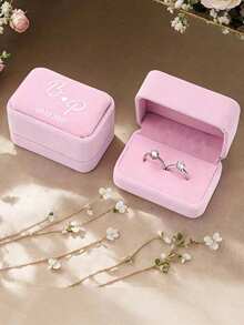 Personalized Wedding Ring Box Engagement Ring Box Proposal Ring Box Modern Ring Box Anniversary Gift With Customized Display Stand And Velvet Lining Holds 2 Rings Suitable For Wedding, Engagement And Proposal Occasions Jewelry Storage - Multicolor - View 5