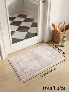 1pc Pink Bohemian Vintage Living Room Rug, Suitable For Kitchen, Dining Room, Bedroom, Room Holiday Decor, Indoor/Outdoor, Office, Lobby, Non-Slip Doormat, Bathroom Rug, Hallway, Study Gaming Area Carpet - Baby Pink - View 13