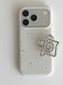 Niche Silver Vortex Star Phone Stand Compatible With Apple 18 Pro Max Phone Case 17 Women's 16 Pro New 17 Pro Max Protective Cover 16 Full Coverage Anti-Drop 15 Korean Style - White - View 3