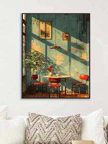 DIY Vintage Cafe Interior With Warm Sunlight (Frameless 8x12 / 16x20 Inches) Paint By Numbers Kit (Acrylic) Arts & Crafts For Adult Beginners, Home Wall Decor, And Creative Holiday Gifts - Sets - View 5