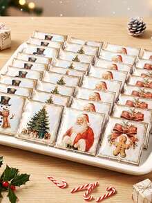 100pcs Vintage Style Christmas Gift Bags (Random Pattern Selection) - Featuring Santa Claus, Gingerbread Man And Snowman Designs - Perfect For Party Decoration, Holiday Ornaments And Holiday Gifting - Christmas Gift Bag - View 11