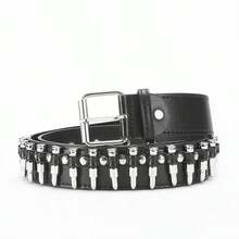 Bullet Belt, Halloween Police Costume Belt, Adjustable Costume Prop Belt, Gothic Street Style Waist Belt, Holiday Party Accessory - Multicolor - View 3