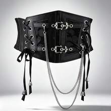1pc Women's Renaissance Accessory Dark Gothic Style Fashion PVC Leather Harness, Suitable For Halloween Carnival Party Or Daily Wear - Black - View 5