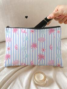 1pc Students Starfish Shells Print Large‑Capacity Zipper Closure Portable Makeup Pouch,Lightweight Toiletry Organizer For Travel Daily Storage Or Gift - Multicolor - View 8
