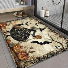 2D Flat, 1pc 2D Flat Halloween Bathroom Mat MicrofiberNon-Slip Mat, Wicked Witch Pattern, Imitation CashmereMaterial, Machine Washable, Halloween Decoration,Suitable For Kitchen, Bathroom, Shower, Can Be Given Asa Gift, 2D Flat - 1 - View 1
