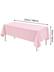 Pink Plaid Rectangular Tablecloth, Pink And White Checkered, Suitable For Parties, Outdoor Picnics, Birthdays, Weddings - Pink Plaid - View 4