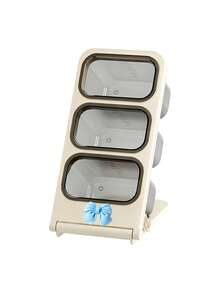 Bowknot 3‑Tier Slanted Makeup Brush Holder, Dust‑Proof Large Capacity Desktop Cosmetic Organizer, Portable Travel Storage Box For Lipstick Pens Markers, Brushes Not Included,Suitable For Desk, Office, Craft Room - Multi-Functional Storage Box - Multicolor - View 12