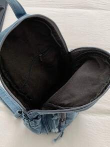 1pc Embroidered Bear Crossbody Chest Bag, Minimalist Casual Backpack - A - View 10