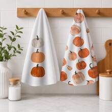 2/4/6pcs Autumn Pumpkin Print Kitchen Towels, Watercolor Hand-Painted Style, Orange Pumpkin Flat Pattern, Soft And Easy To Clean, Autumn Home Gift, Kitchen Accessories, Suitable For Autumn Kitchen Decor, Holiday Home Arrangement, Baking, Cooking - Multicolor - View 1