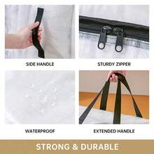 1pc Large Capacity Storage Bag, Transparent Zipper Storage Bag, Portable Waterproof & Moisture-Proof Woven Storage Box, Quilt Storage Bag, Blanket Storage - Multicolor - View 3