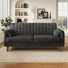 Modern 2-Seater Chenille Sofa With Thick Seat Cushion - Dark Grey - View 5