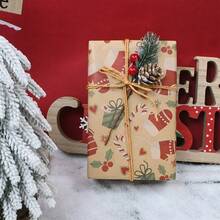 1 Roll Of Christmas Wrapping Paper, 17 Inches X 49 Feet, Winter Glove Pattern, Christmas Gift Box, Birthday Party Decoration Wrapping Paper Roll, Unisex Gift Paper, Christmas Gift Wrapping, Christmas Decorations, Packaging Boxes. - 17in X 49feet - View 5