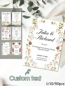 1/10/50pcs Customized Floral Wedding Invitations, Personalized Wedding Invitation Cards, White Envelope Packaging, Wedding Supplies - Multi-color-paper - View 13