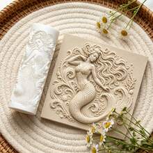 1Pc Mermaid Texture Roller, Ocean Mermaid Figure Pattern Clay Embossing Roller, DIY Handmade Earring Pendant Jewelry Craft Supplies - 1 Unit - View 5