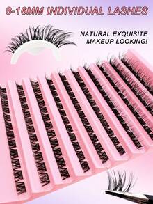 200pcs C-Curl Single Cluster False Eyelashes, Cat Eye Effect, Segmented Single Lash, Single Lash Extension - C - View 2