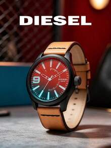 Diesel DZ1860 Men's Retro‑Style Quartz Watch, Oversized Matte‑Black Case Gradient Color Dial, Masculine Statement Timepiece For Male Daily Outfits - Black - View 1