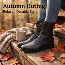 Women's Equestrian Boots Soft Material Riding Boots High Quality Lace-Up Shoes Women's Back Zipper Boots PU Outdoor Boots - Black - View 2