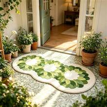 1pc Forest Green Wavy Asymmetrical Rug, Soft & Comfortable Bedroom Carpet, Washable Rug, Suitable For Front Door, Entrance, Hallway, Kitchen, Bedroom, Dorm, Dining Room, Skin-Friendly Rug, Living Room Carpet, Sofa Seating Rug, Area Rug, Creative Versatile Home Decor Rug, Large Living Room Rug, Bedroom Rug, Closet Rug, Room Decoration, Gift For Family And Friends - Multicolor - View 2