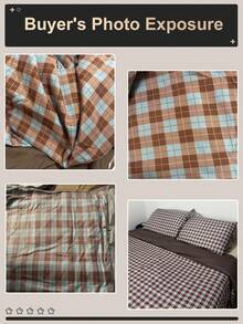 2/3pcs Brown Plaid Print Duvet Cover Set, Bedding Set, Comfortable And Breathable, Lightweight, Anti-Pilling, Machine Washable, Room Decor, Bedroom Decor, Dorm Bedding, Suitable For All Seasons, Fits Double/Twin/Full/Queen/King Size Beds, Autumn Home Decor, No Filling Included - Multicolor - View 5