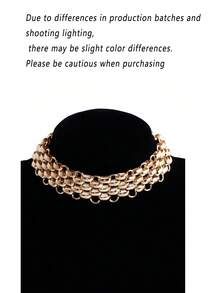1pc Stainless Steel Personalized Hip Hop Thick Chain OT Clasp Necklace, Suitable For Daily Wear And As Holiday Gift - Gold - View 7