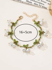 Fresh & Cute Forest Style Ethereal White Lily Of The Valley Pearl Chain Bracelet, High-End Women's Jewelry - Multicolor - View 4
