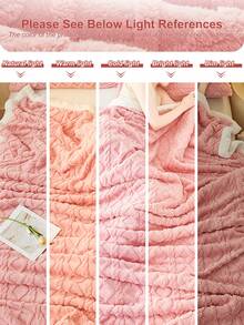 1pc Pink Taffeta Trim Plush Blanket, Solid Color Ultra Soft Lightweight Warm Blanket, Easy Care, Home Essential, Home Textile, Multiple Colors And Sizes Available, Sofa Multi-Purpose Blanket, Autumn Home Decor - Pink - View 10