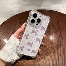 極簡粉色波點蝴蝶結交叉設計防震手機殼，夏季日常必備，適用於 Apple 17 17 Pro 17 Pro Max - 彩色 - 查看 3