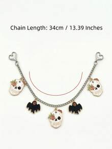 Halloween Gothic Style Bag Charm Chain, Enamel Skull Rose & Bat Pendant Decor Metal Bag Strap, Mysterious Aesthetic Handbag Accessory, Suitable For Women & Girls - Multicolor - View 6