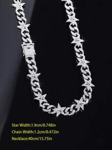 1pc European & American Fashion Hip-Hop Style Star Bracelet Necklace, Inlaid With Rhinestones, Street Accessory - A - View 17