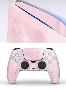 Cross-Border Hot Seller 6pcs Light Pink Soft Feather Pattern P5 Slim Game Console Optical Drive Version Stickers, Dust-Proof And Wear-Resistant - View 5